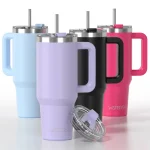 Gourde Femme Paille - WATERSY – Isotherme, en acier inoxydable de grande capacité (30/40 oz) avec poignée et paille – Double paroi sous vide
